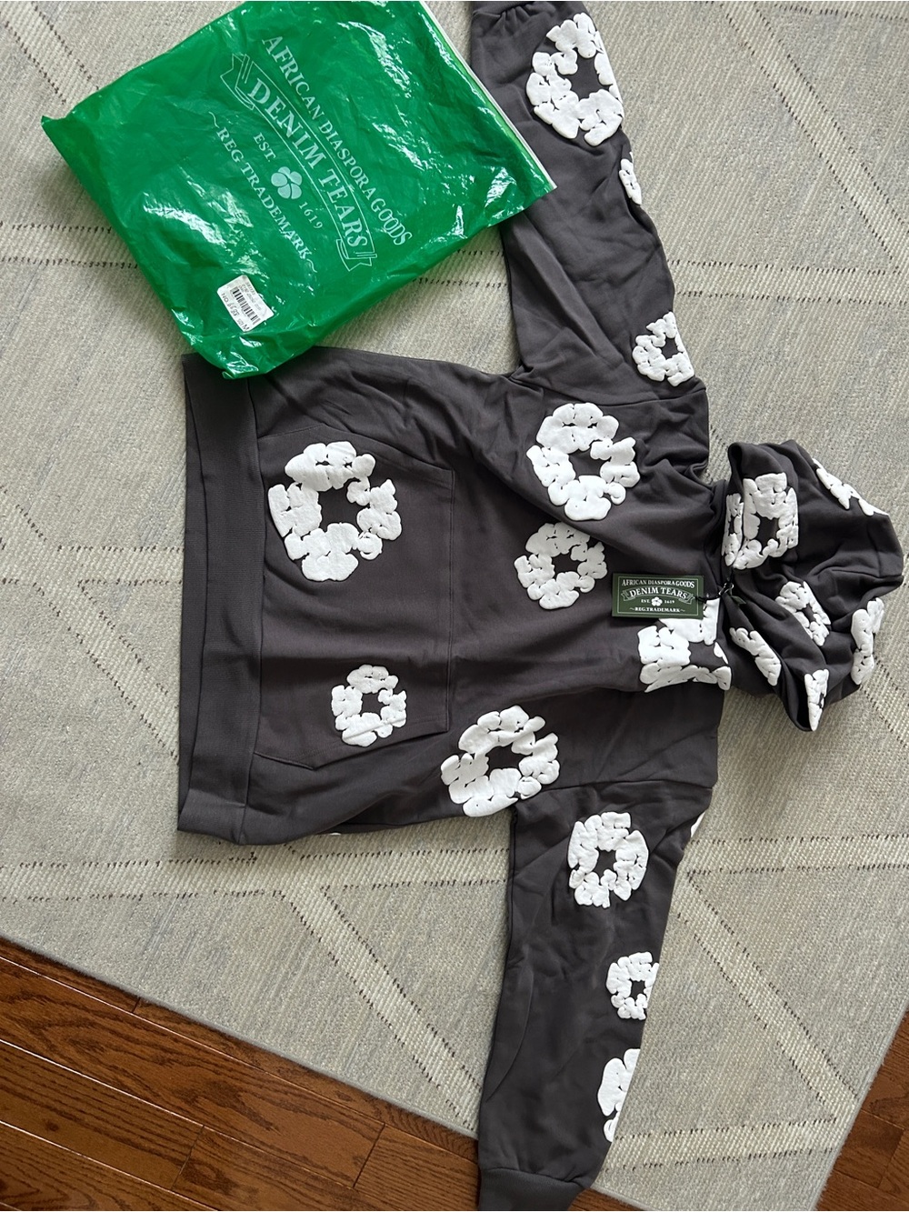 Denim tears dark grey hoodie size M